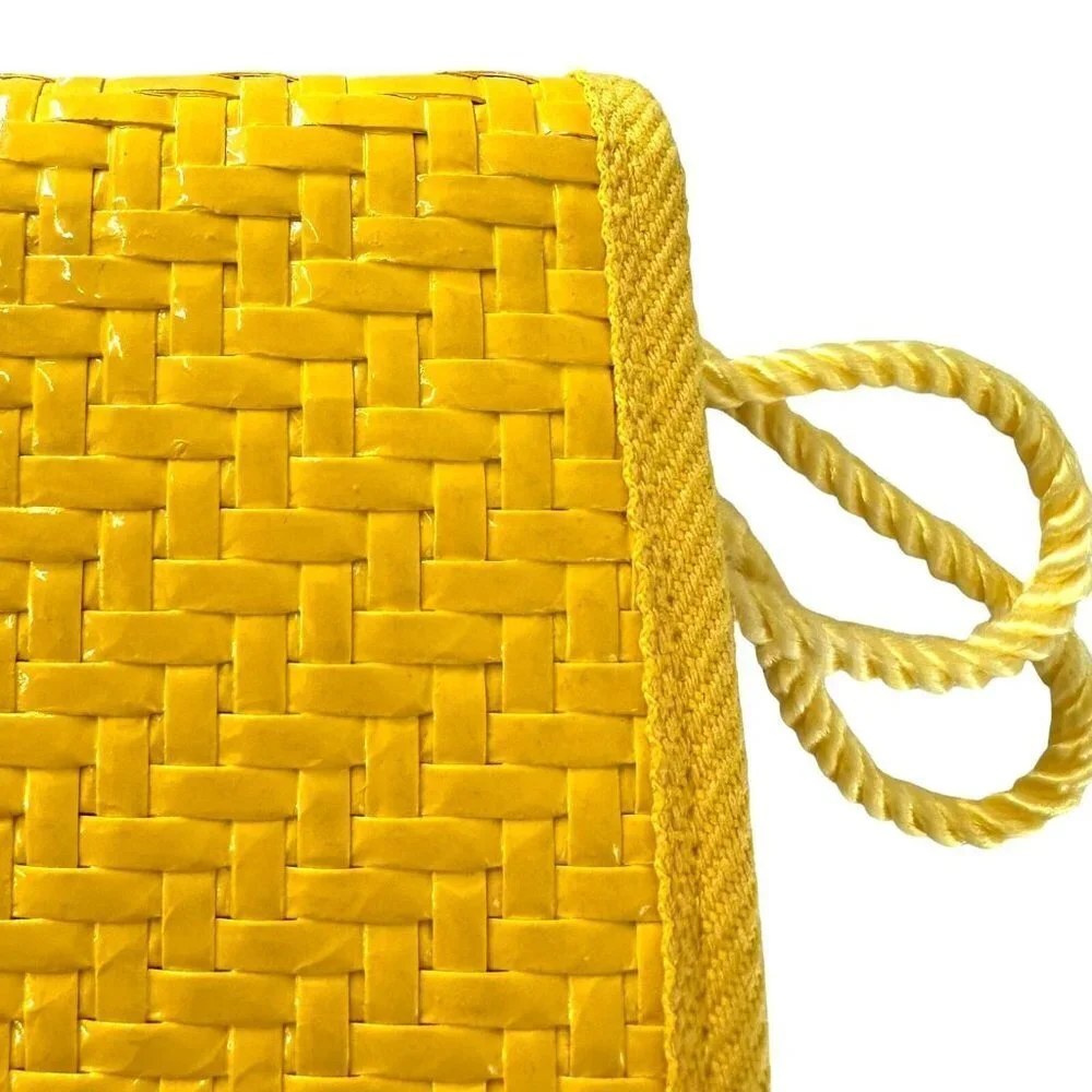 Vintage 90's Lord & Taylor Bright Yellow Woven Wicker Shoulder Bag Crossbody Y2K